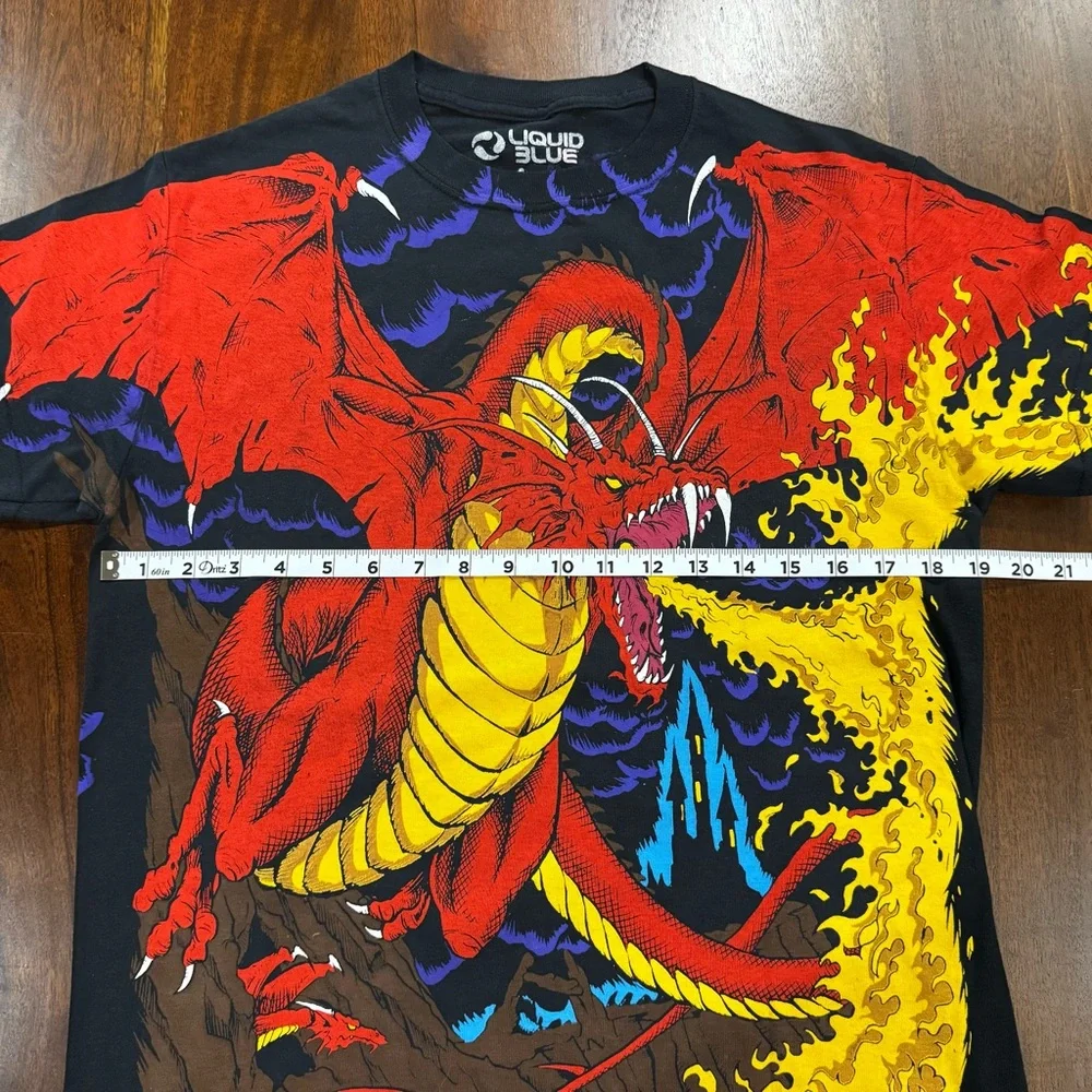 Liquid Blue Red Dragon vs. Knight All Over Print T Shirt Reprint Size Small - Picture 5 of 5